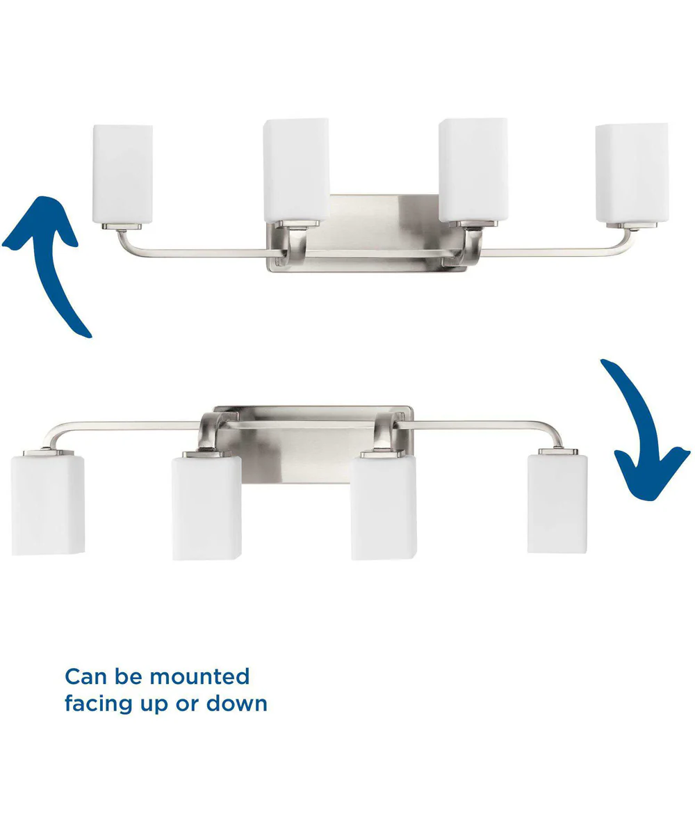 Cowan 4-Light Modern Etched Opal Glass Bath Vanity Light Brushed Nickel - Image 2