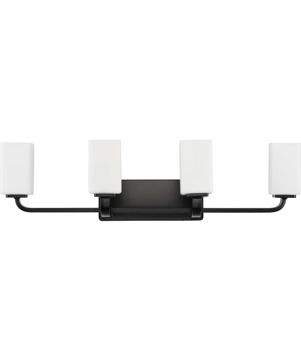 Cowan 4-Light Modern Etched Opal Glass Bath Vanity Light Matte Black - Image 2