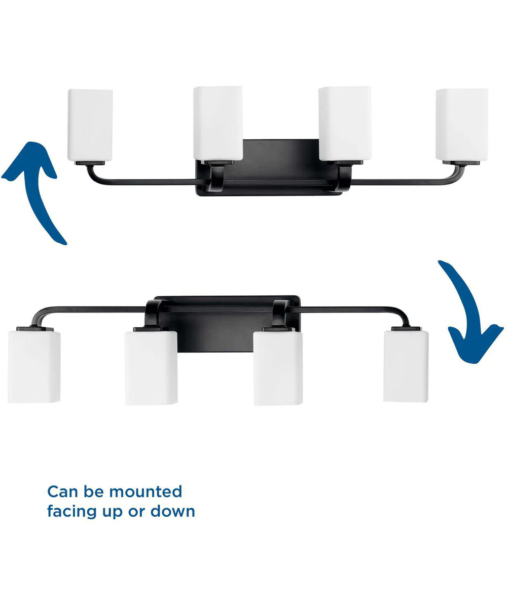 Cowan 4-Light Modern Etched Opal Glass Bath Vanity Light Matte Black - Image 3