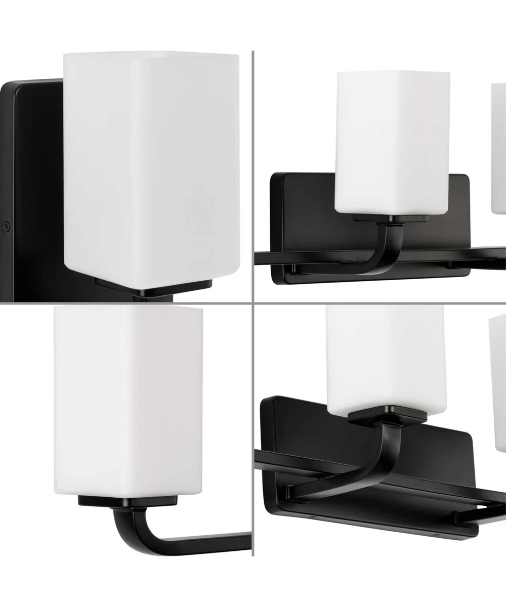 Cowan 4-Light Modern Etched Opal Glass Bath Vanity Light Matte Black - Image 4