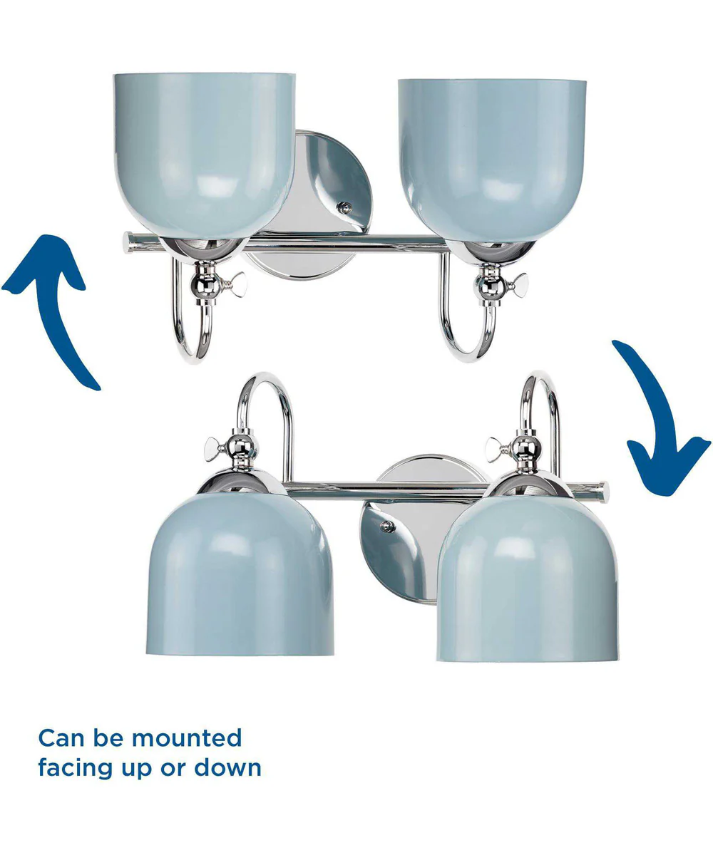 Dalton 2-Light Farmhouse Metal Shade Bath Vanity Light Polished Chrome - Image 2