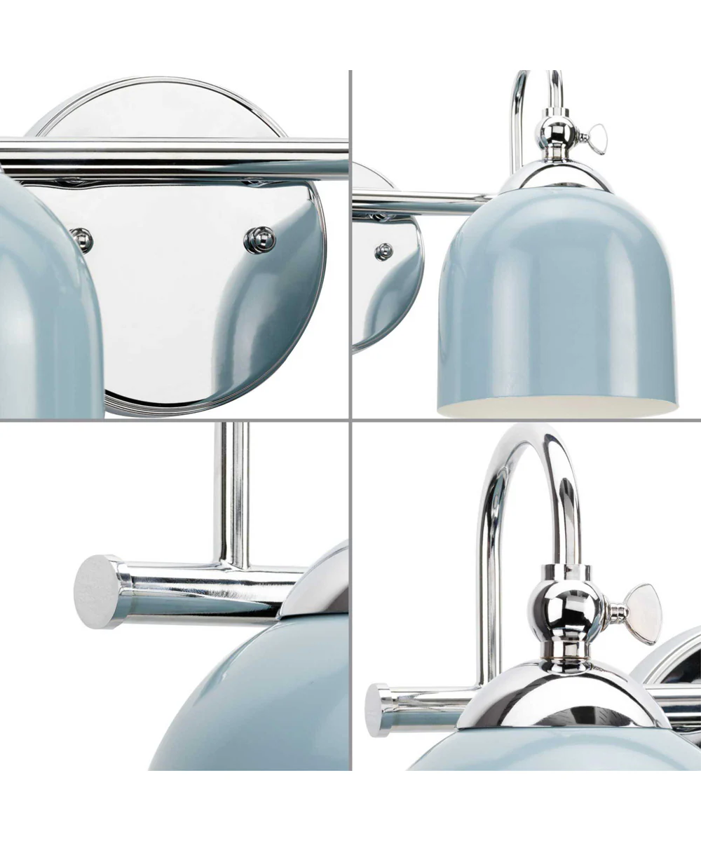 Dalton 2-Light Farmhouse Metal Shade Bath Vanity Light Polished Chrome - Image 3