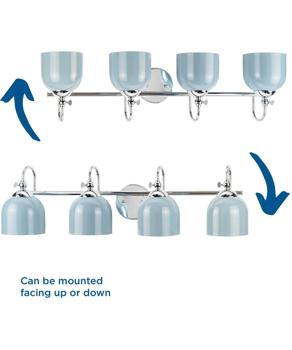 Dalton 4-Light Farmhouse Metal Shade Bath Vanity Light Polished Chrome - Image 4