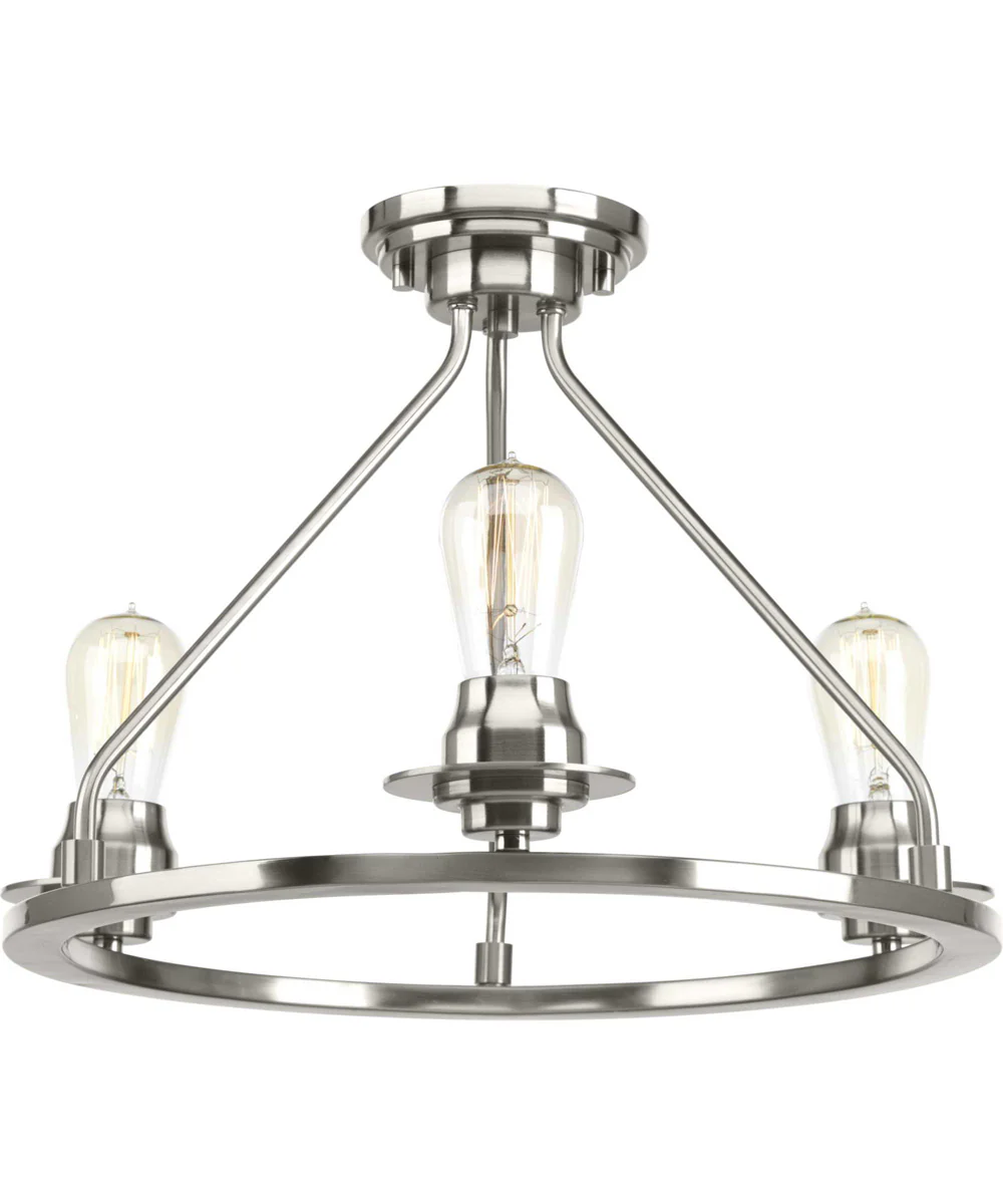Debut 3-Light Semi-Flush Convertible Brushed Nickel