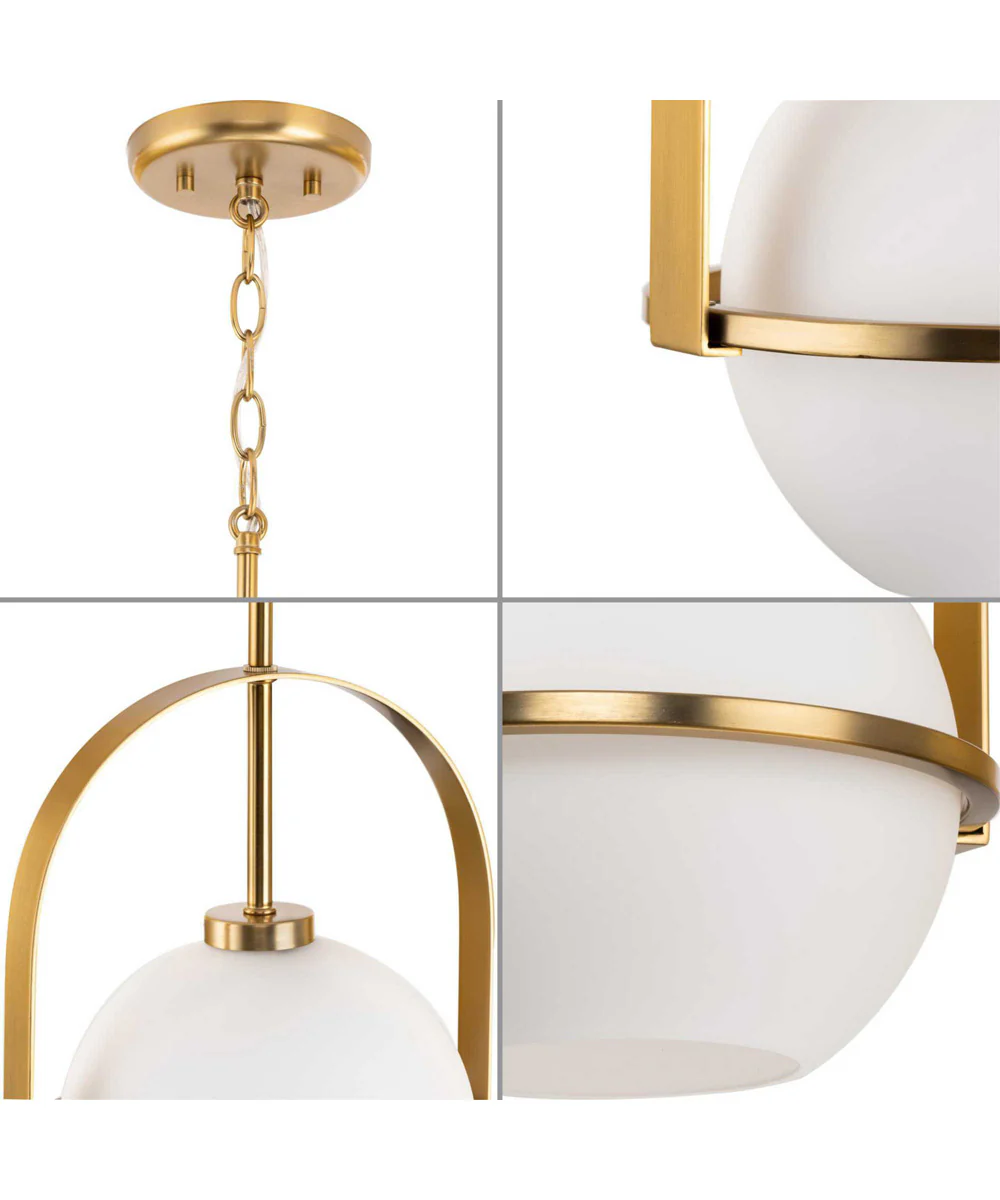 Delayne 1-Light Mid-Century Modern Etched Opal Glass Pendant Light Brushed Bronze - Image 2