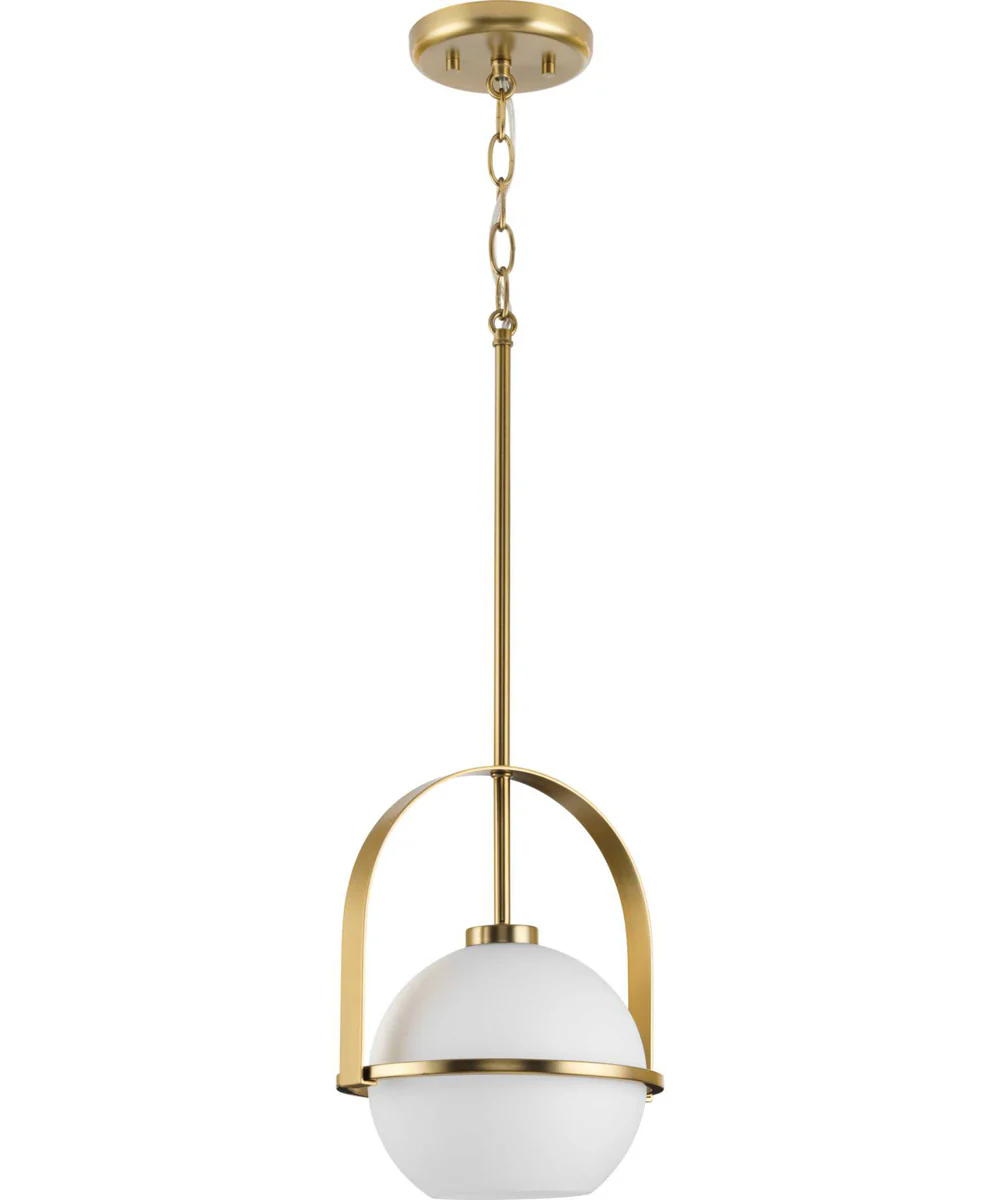 Delayne 1-Light Mid-Century Modern Etched Opal Glass Pendant Light Brushed Bronze - Image 3