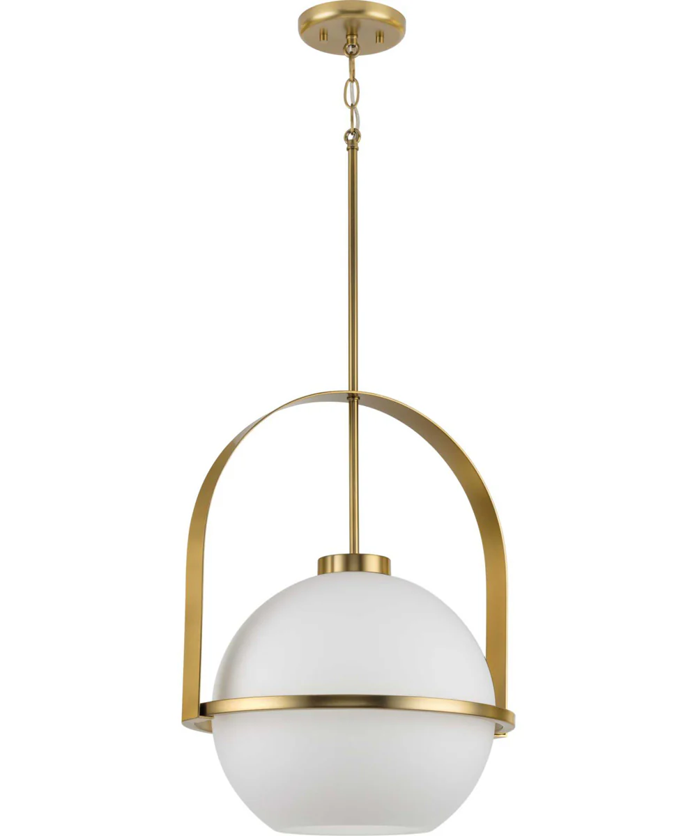 Delayne 1-Light Mid-Century Modern Etched Opal Glass Pendant Light Brushed Bronze - Image 4