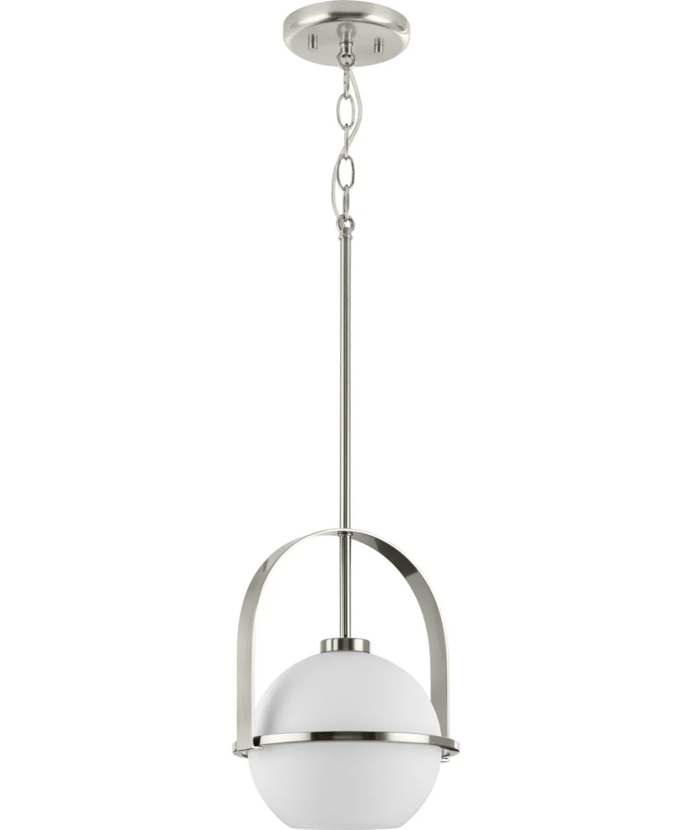 Delayne 1-Light Mid-Century Modern Etched Opal Glass Pendant Light Brushed Nickel - Image 3