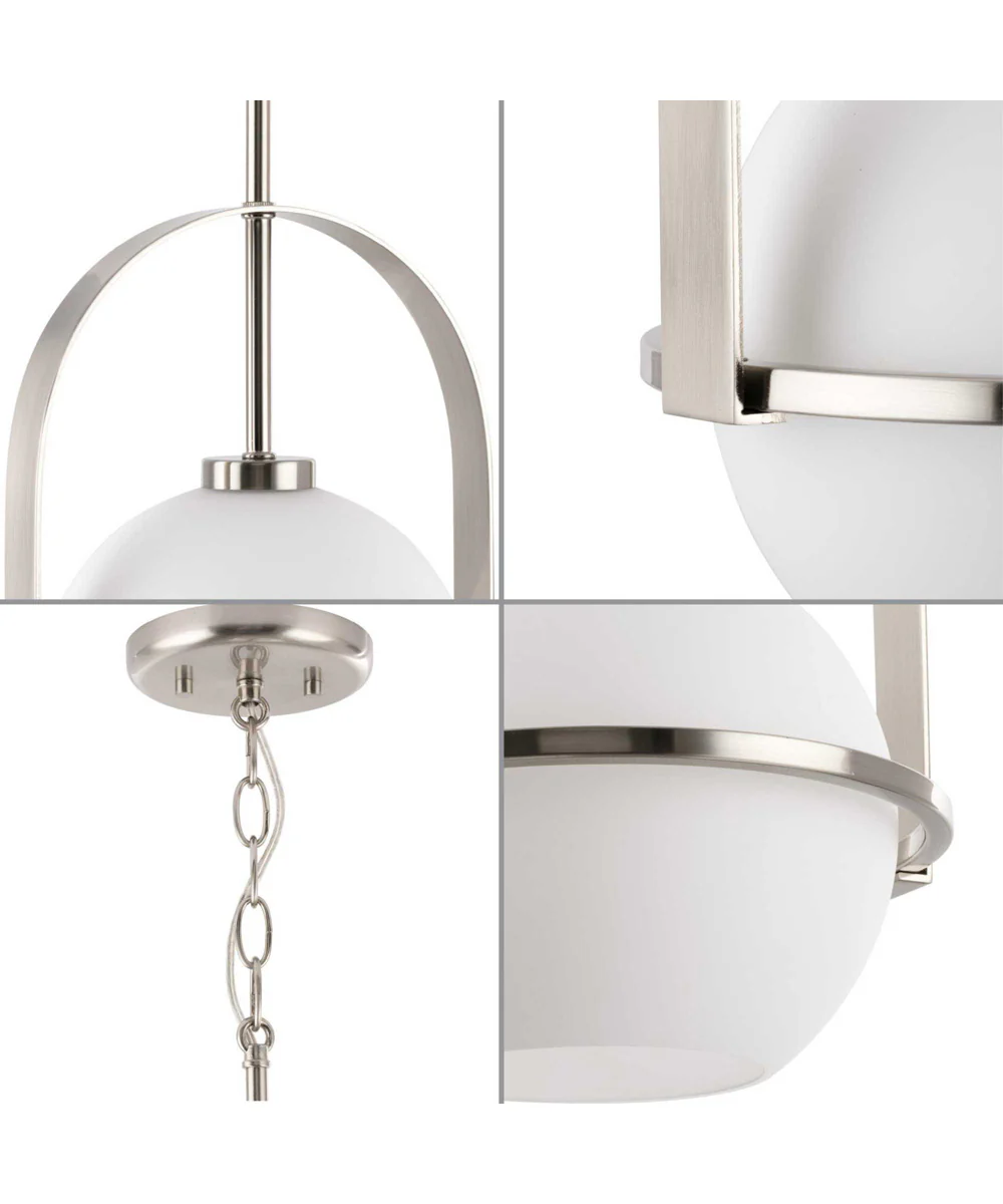 Delayne 1-Light Mid-Century Modern Etched Opal Glass Pendant Light Brushed Nickel - Image 4