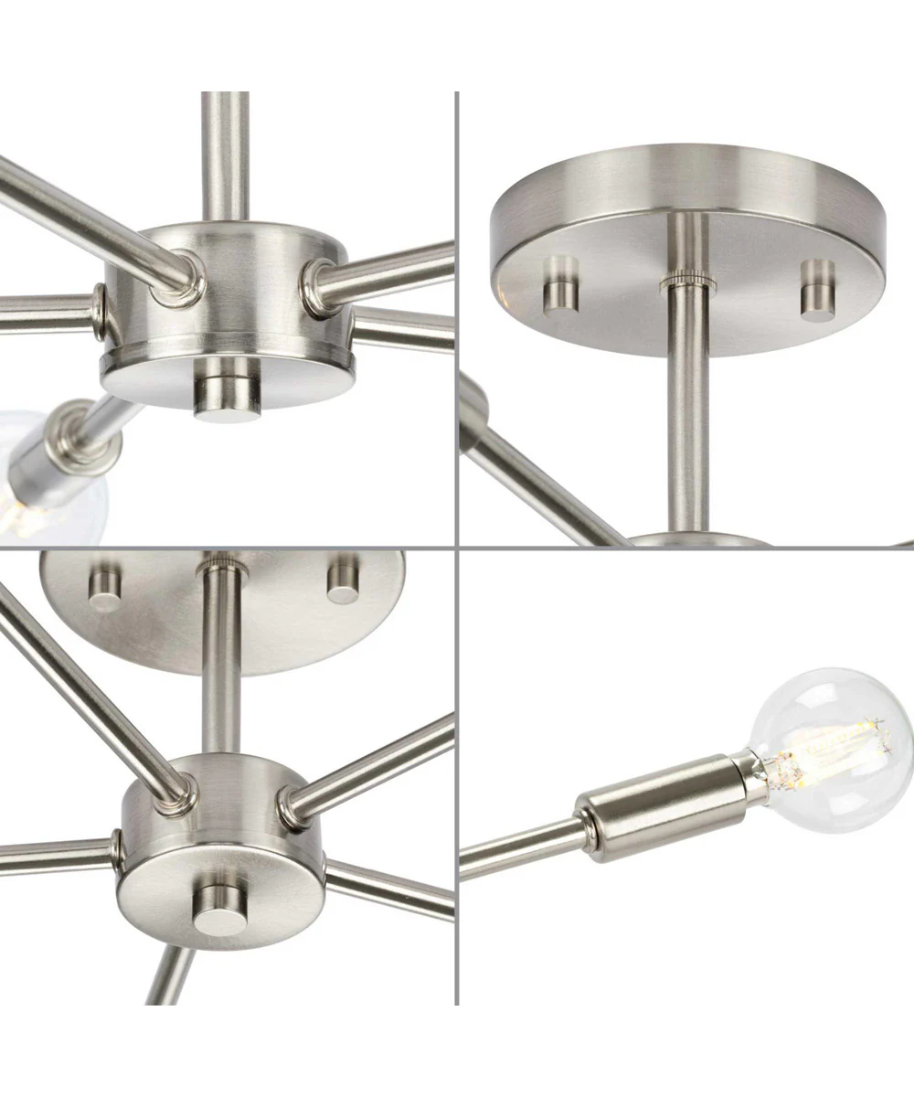 Delayne 5-Light Mid-Century Modern Semi-Flush Mount Light Brushed Nickel - Image 4