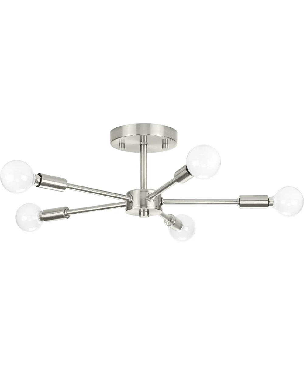 Delayne 5-Light Mid-Century Modern Semi-Flush Mount Light Brushed Nickel - Image 5