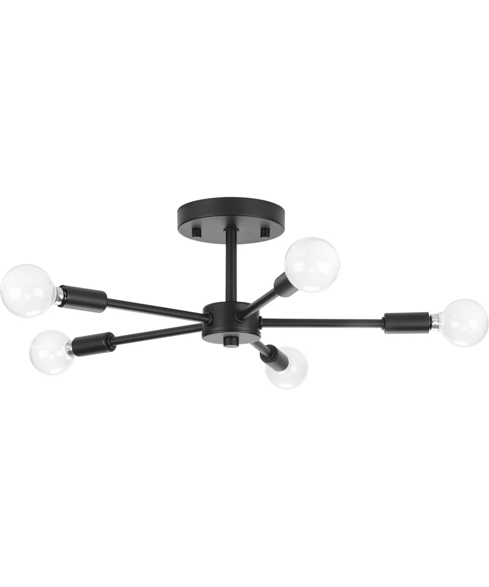 Delayne 5-Light Mid-Century Modern Semi-Flush Mount Light Matte Black - Image 6