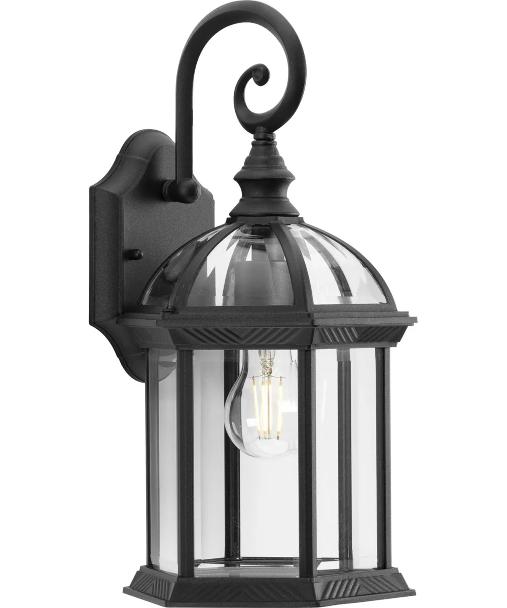 Dillard 1-Light Traditional Clear Glass Outdoor Wall Lantern Textured Black