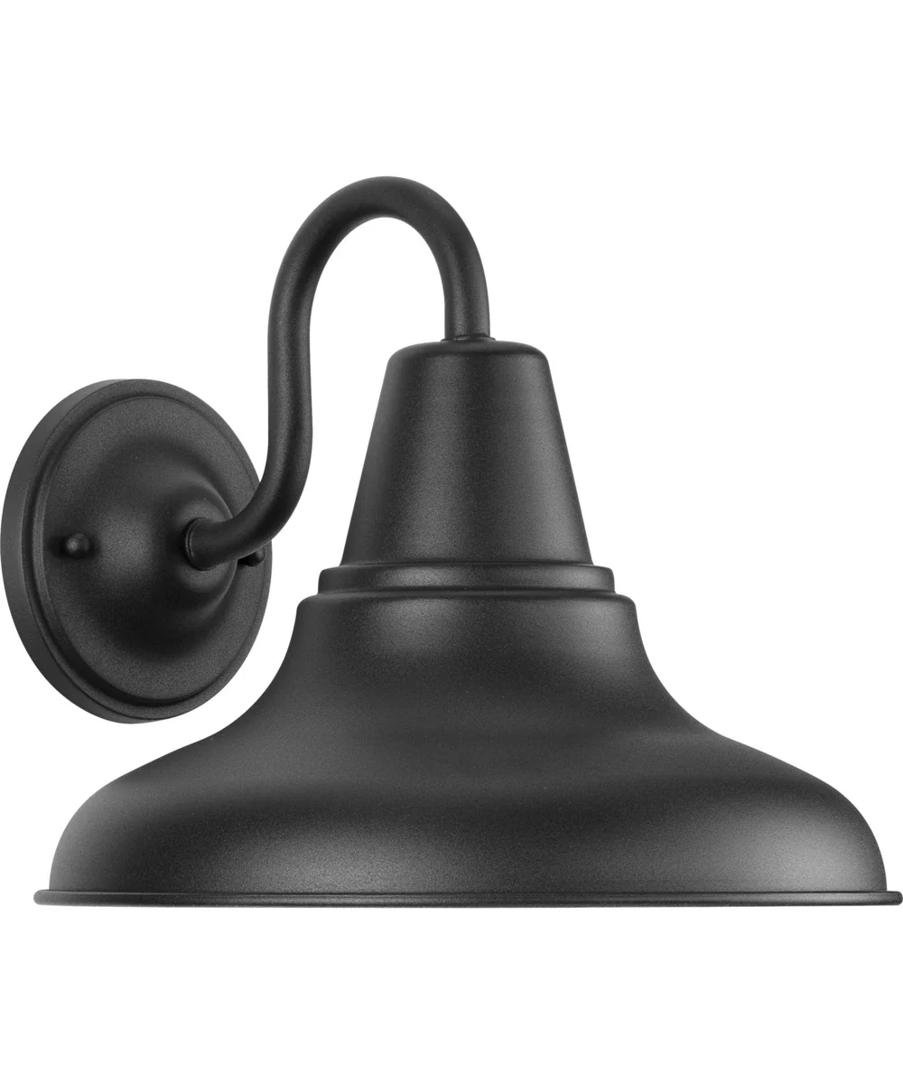 District 1-Light Farmhouse Metal Shade Outdoor Wall Lantern Textured Black