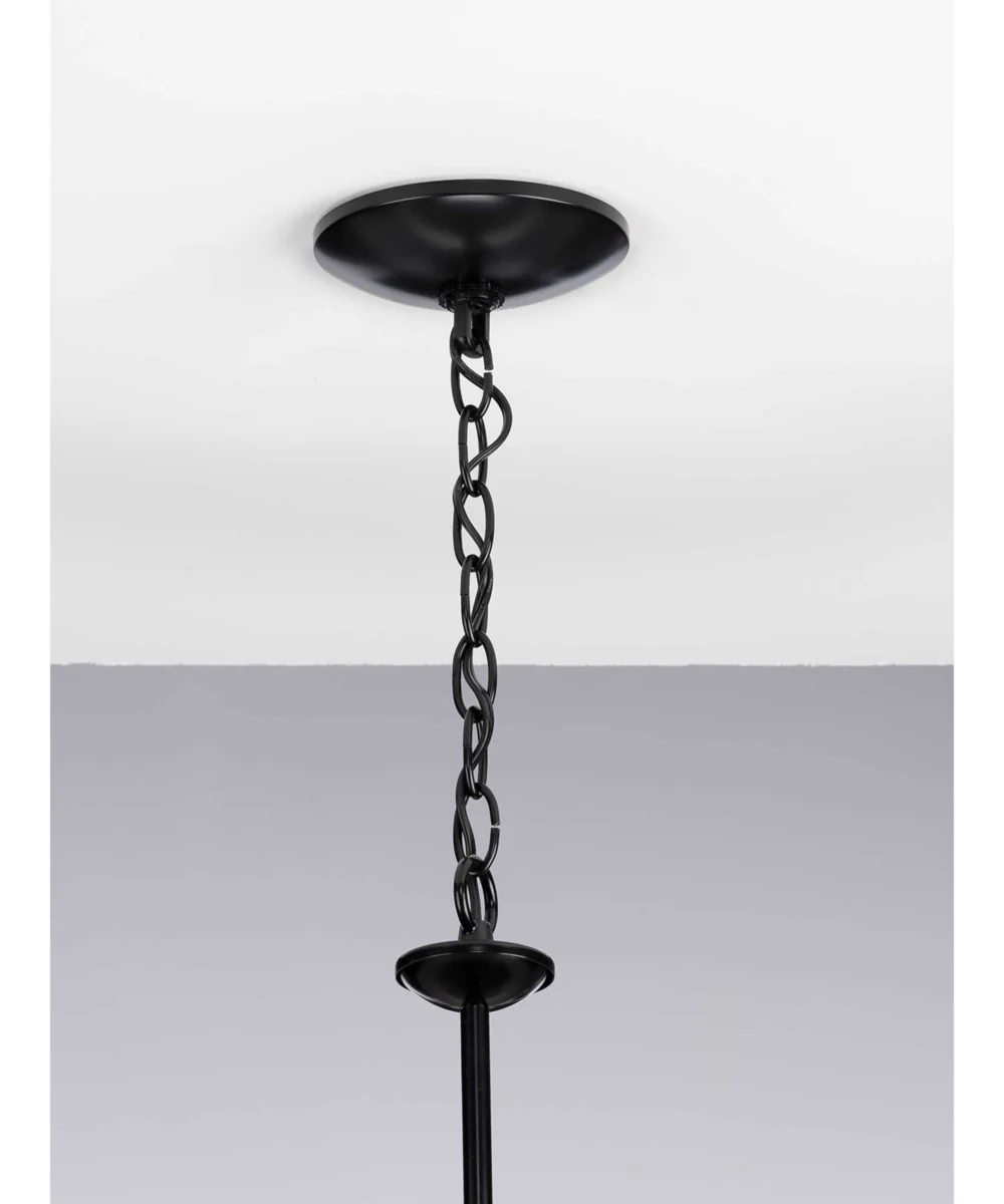 Drum Shade 5-Light Harvest Linen Shade Farmhouse Chandelier Light Matte Black - Image 4
