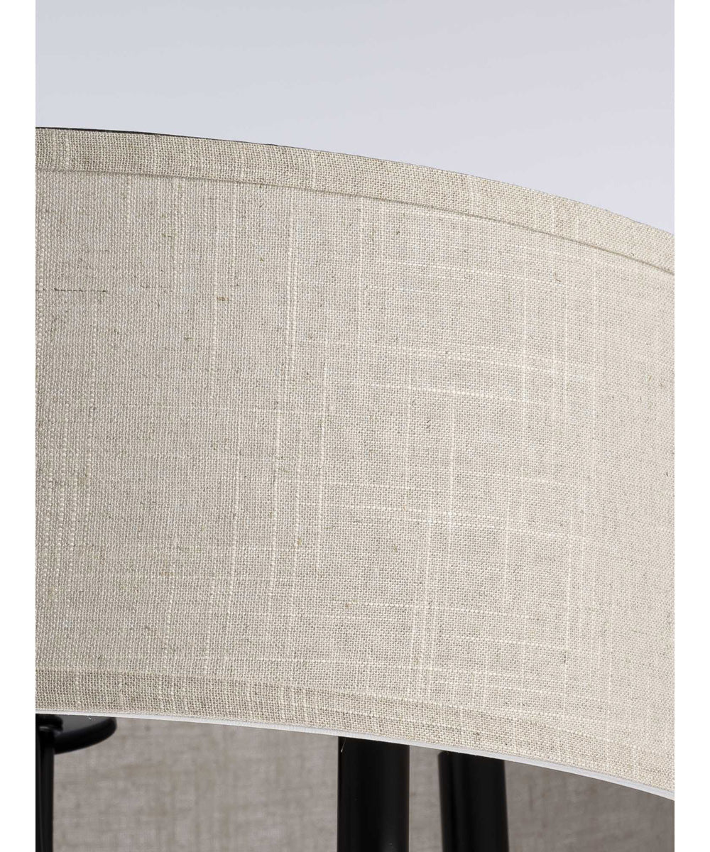 Drum Shade 5-Light Harvest Linen Shade Farmhouse Chandelier Light Matte Black - Image 5