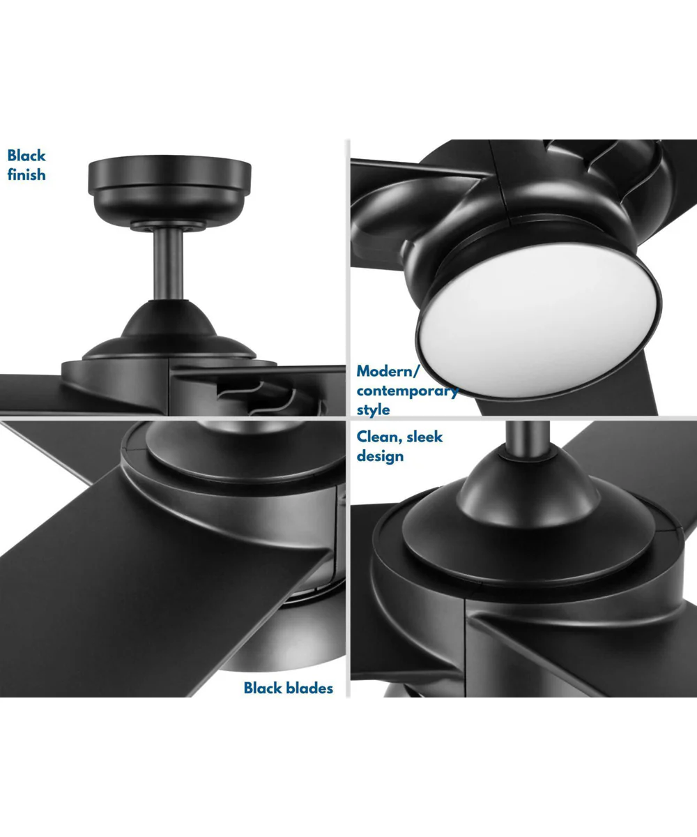 Edwidge 3-Blade 52-Inch DC Motor LED Contemporary Ceiling Fan Black - Image 6