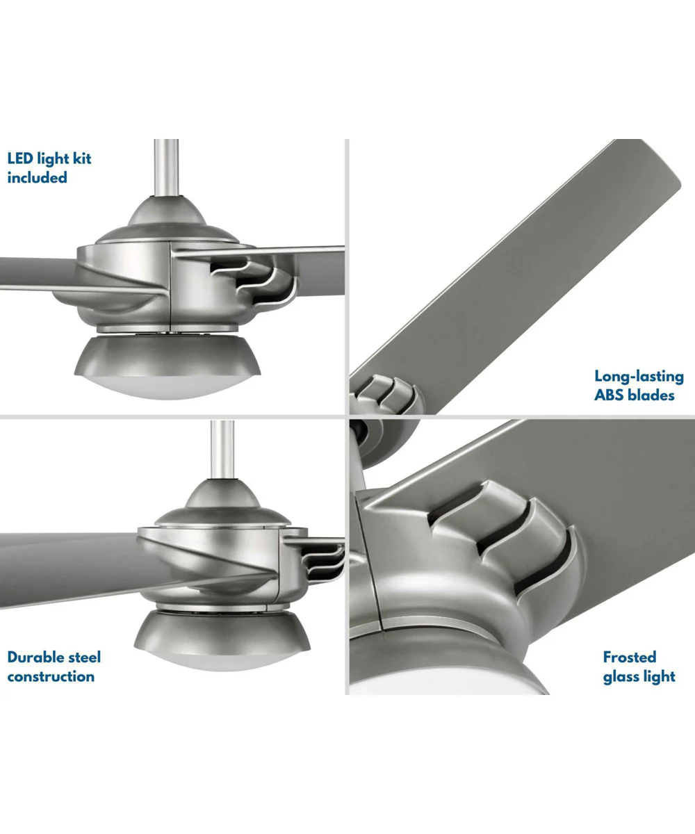 Edwidge 3-Blade 52-Inch DC Motor LED Contemporary Ceiling Fan Painted Nickel - Image 7