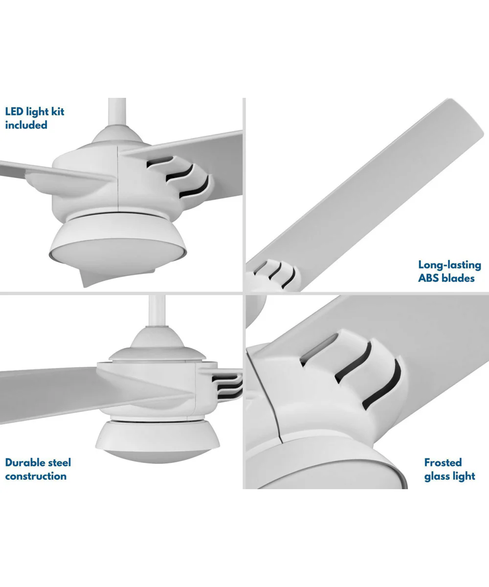 Edwidge 3-Blade White 52-Inch DC Motor LED Contemporary Ceiling Fan Satin White - Image 4