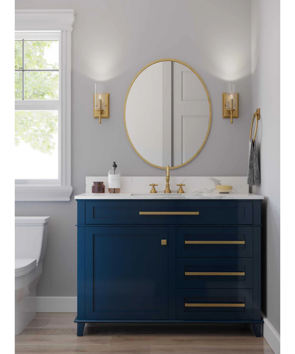Elara 1-Light New Traditional Clear Glass Bath Vanity Light Vintage Brass - Image 3
