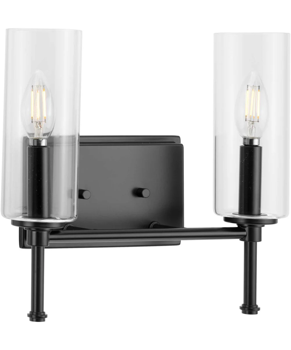 Elara 2-Light New Traditional Clear Glass Bath Vanity Light Matte Black - Image 4