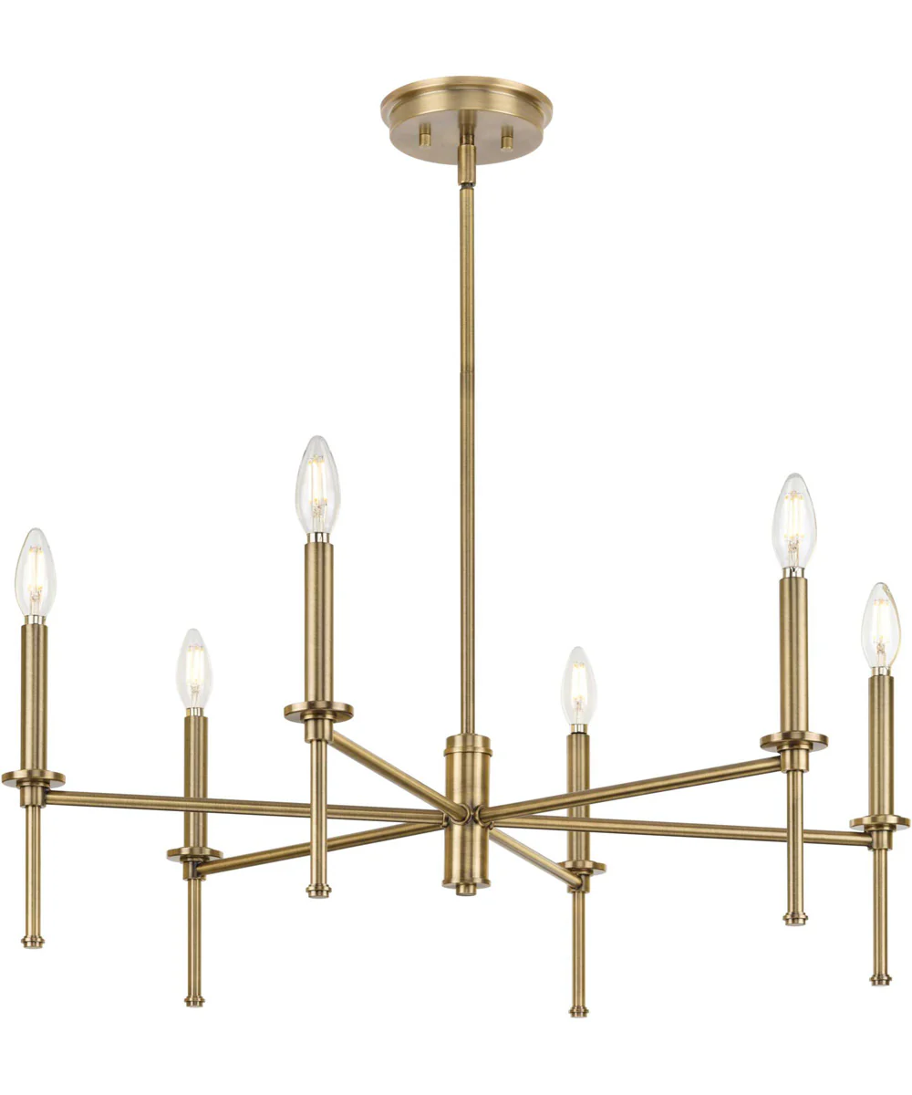 Elara 6-Light New Traditional  Chandelier Light Vintage Brass - Image 4