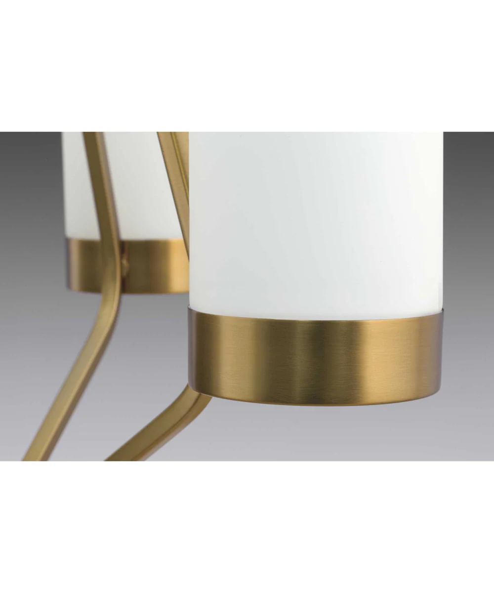 Elevate 3-Light Etched White Glass Mid-Century Modern Chandelier Light Brushed Bronze - Image 11