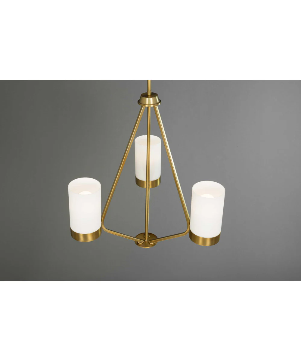 Elevate 3-Light Etched White Glass Mid-Century Modern Chandelier Light Brushed Bronze - Image 4