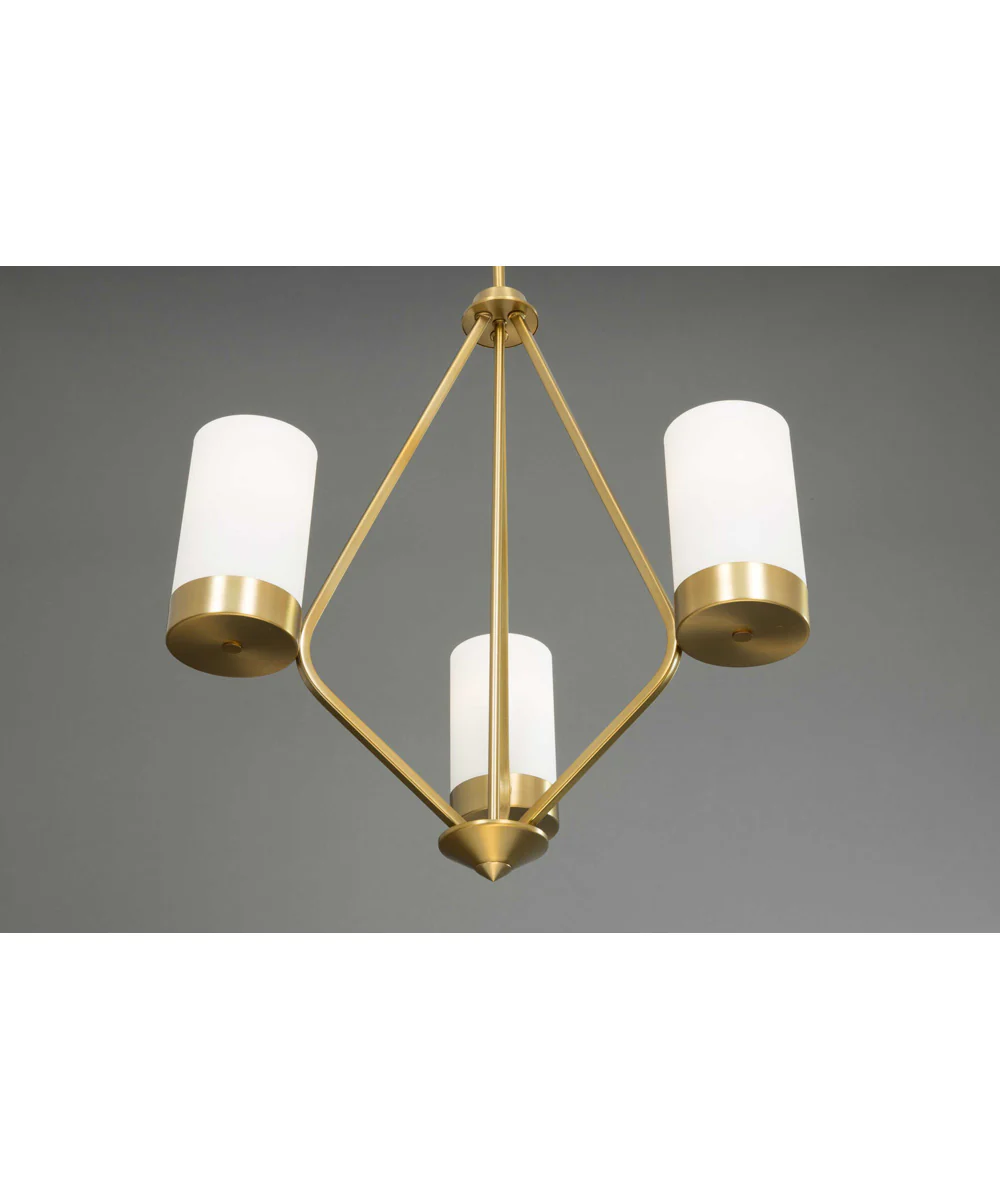 Elevate 3-Light Etched White Glass Mid-Century Modern Chandelier Light Brushed Bronze - Image 5