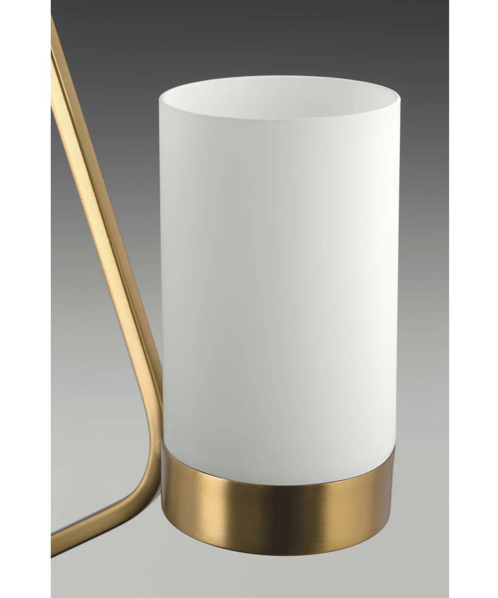 Elevate 3-Light Etched White Glass Mid-Century Modern Chandelier Light Brushed Bronze - Image 7