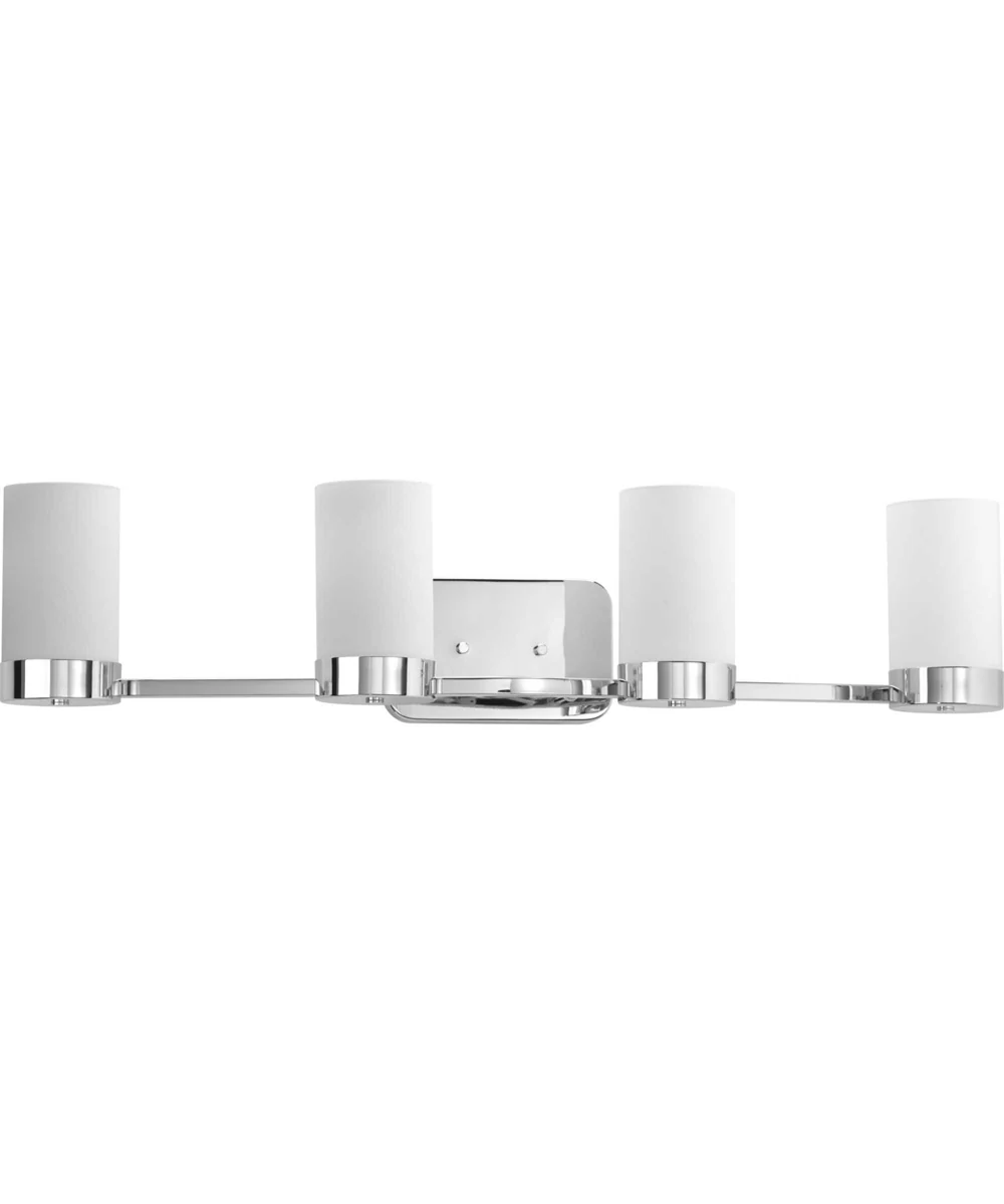 Elevate 4-Light Etched White Glass Mid-Century Modern Bath Vanity Light Polished Chrome