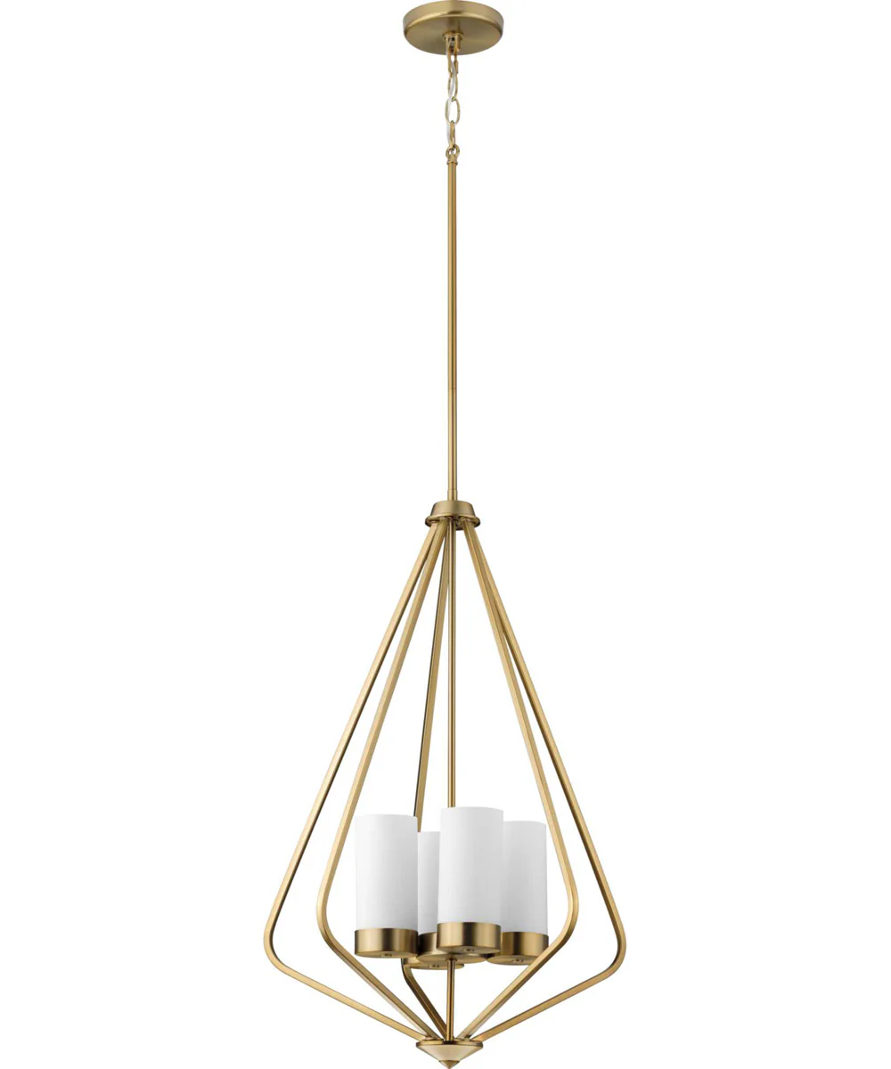 Elevate 4-Light Etched White Glass Modern Style Hanging Pendant Light Brushed Bronze - Image 3