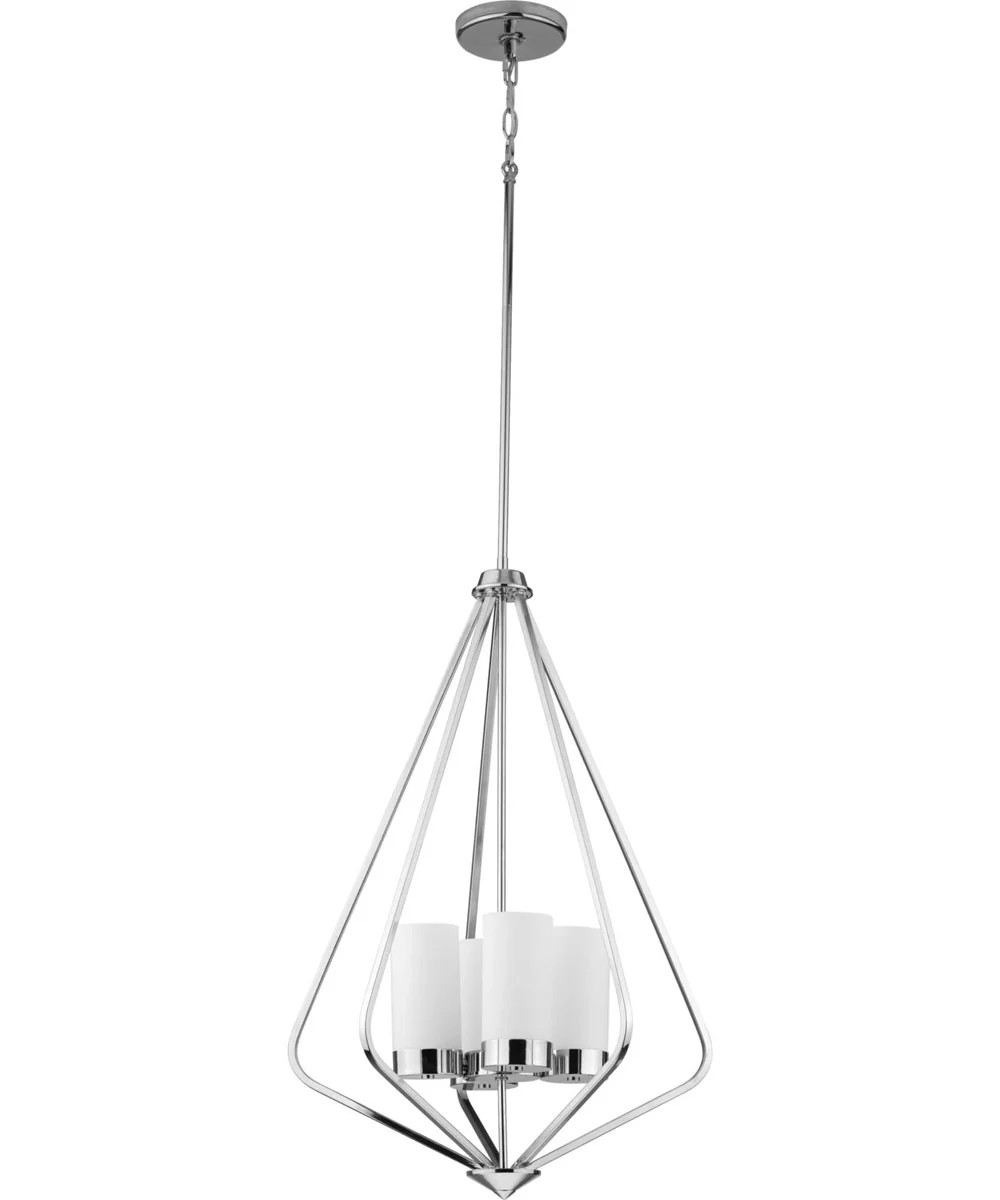 Elevate 4-Light Etched White Glass Modern Style Hanging Pendant Light Polished Chrome - Image 3