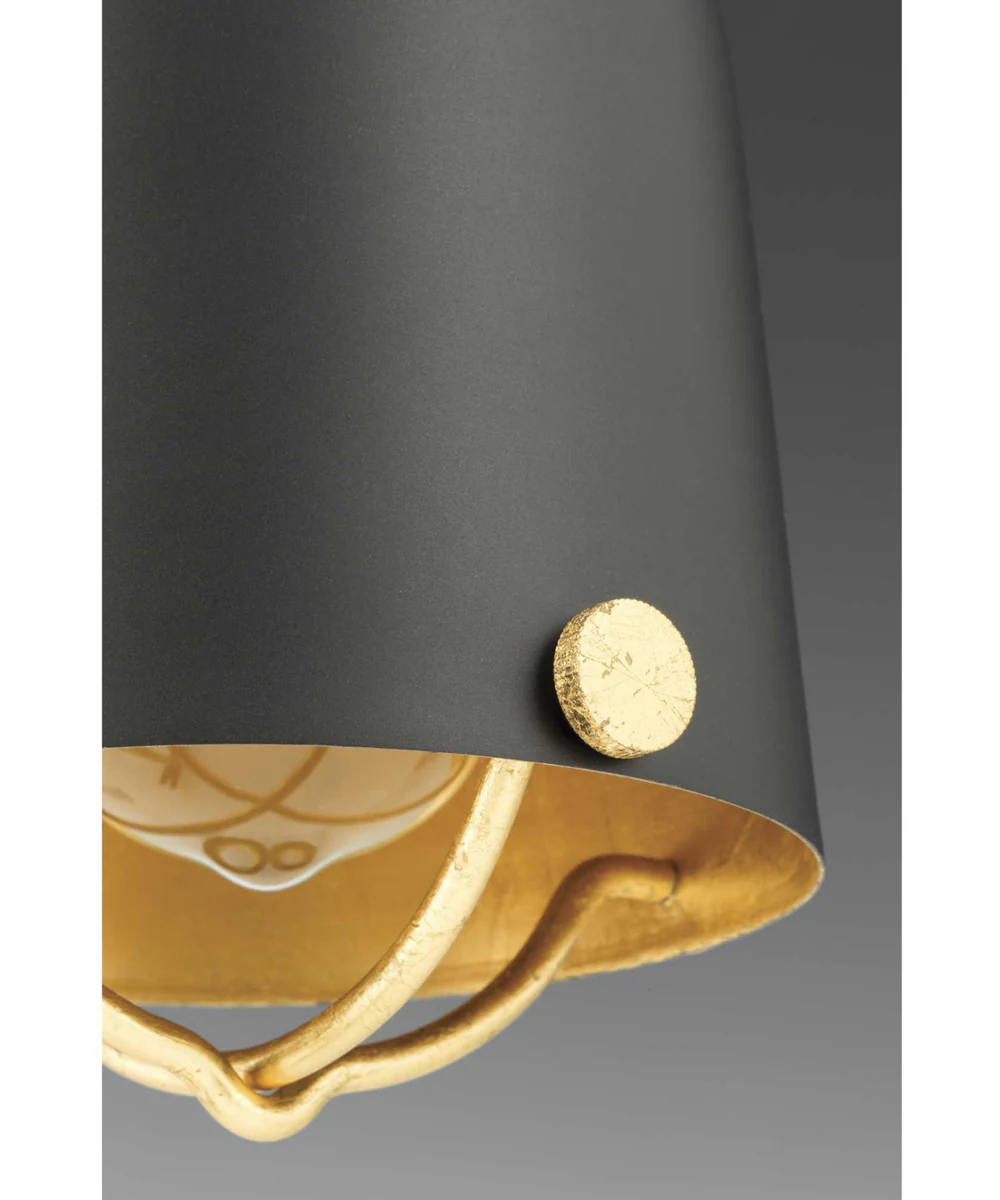 Era 1-Light Gold Global Pendant Light Matte Black - Image 6