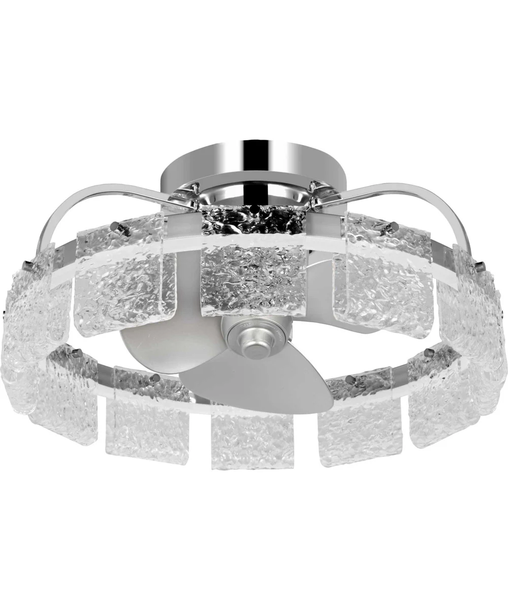 21" Fanin Oscillating 3-Blade Luxe Ceiling Fan with Silver Blades Artisanal Glass Polished Chrome