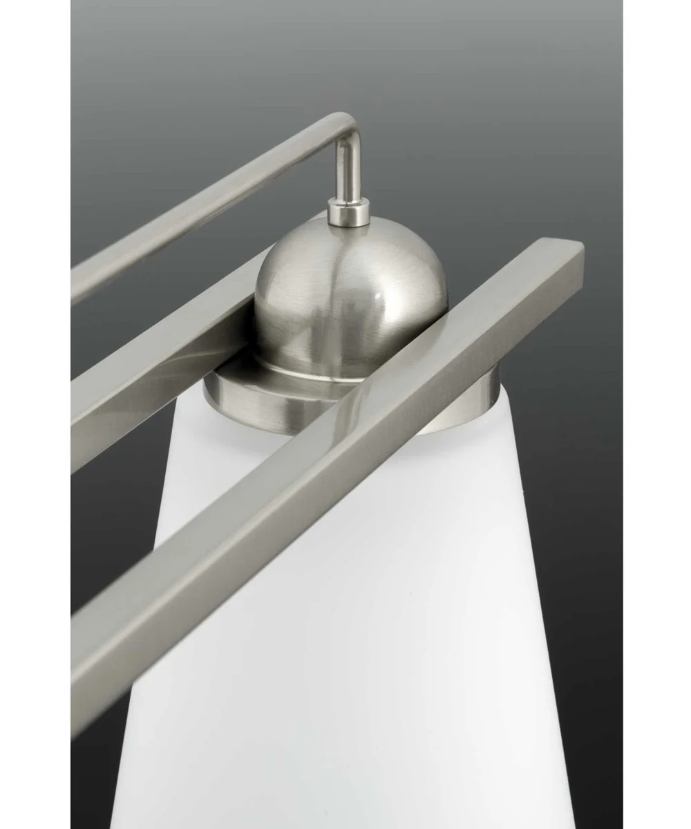Flight 3-Light Etched Glass Coastal Bath Vanity Light Brushed Nickel - Image 4