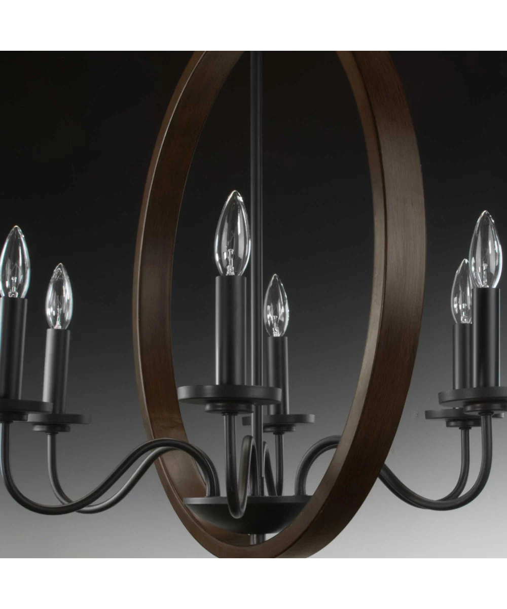 Fontayne 6-Light Farmhouse Chandelier Light Antique Bronze - Image 6