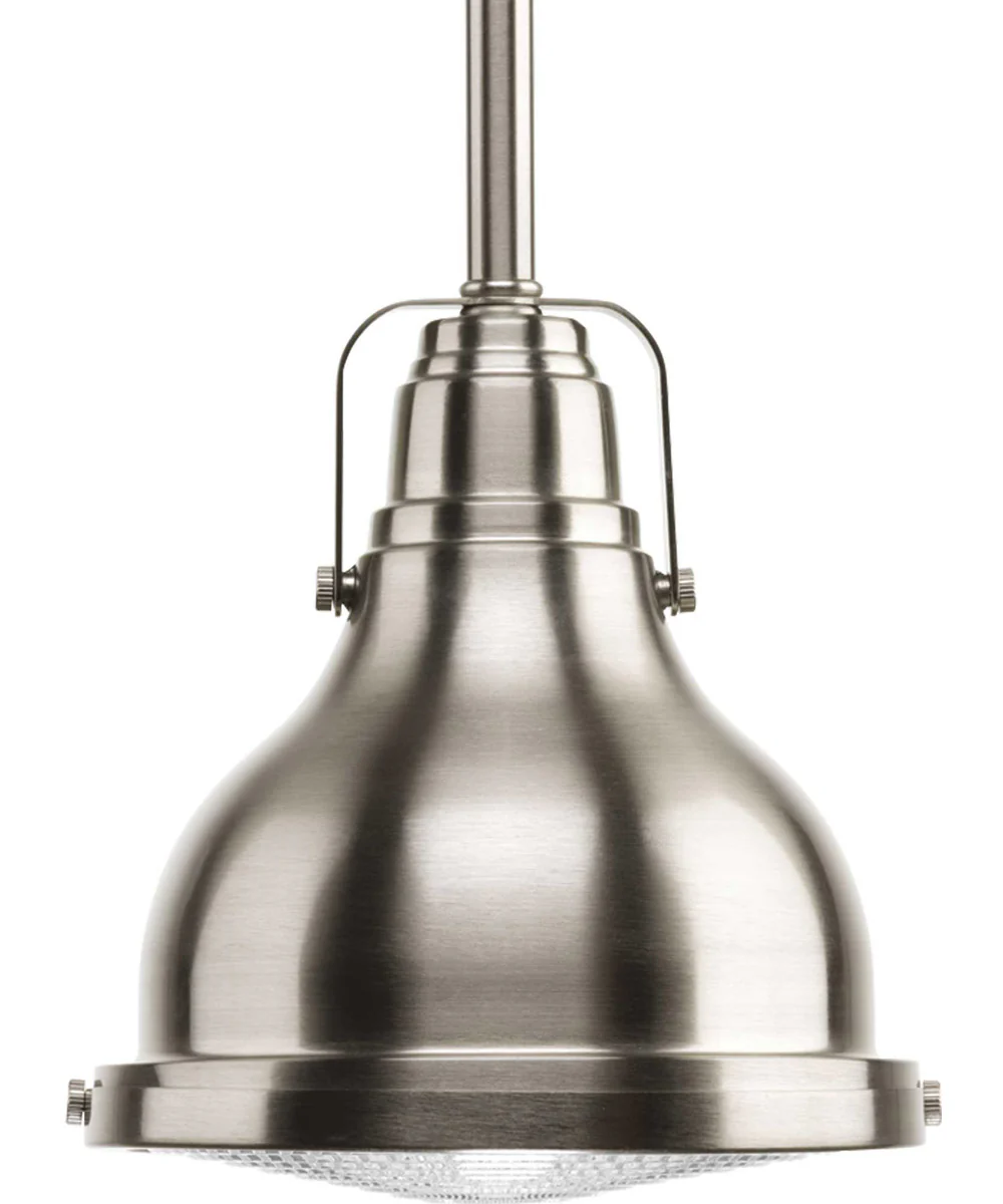 Fresnel Lens LED Clear Fresnel Glass Coastal Pendant Light Brushed Nickel