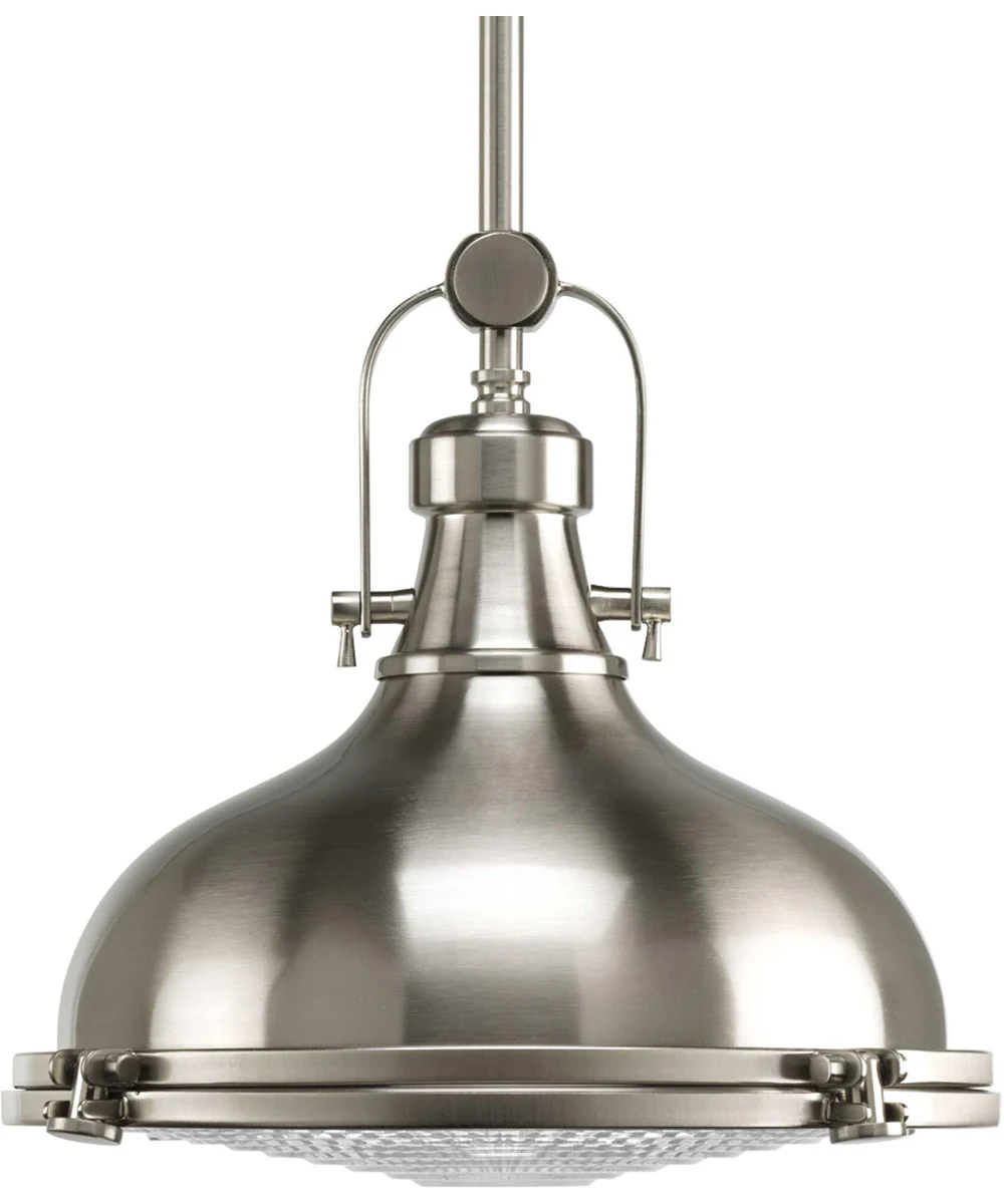 Fresnel Lens LED Clear Fresnel Glass Coastal Pendant Light Brushed Nickel