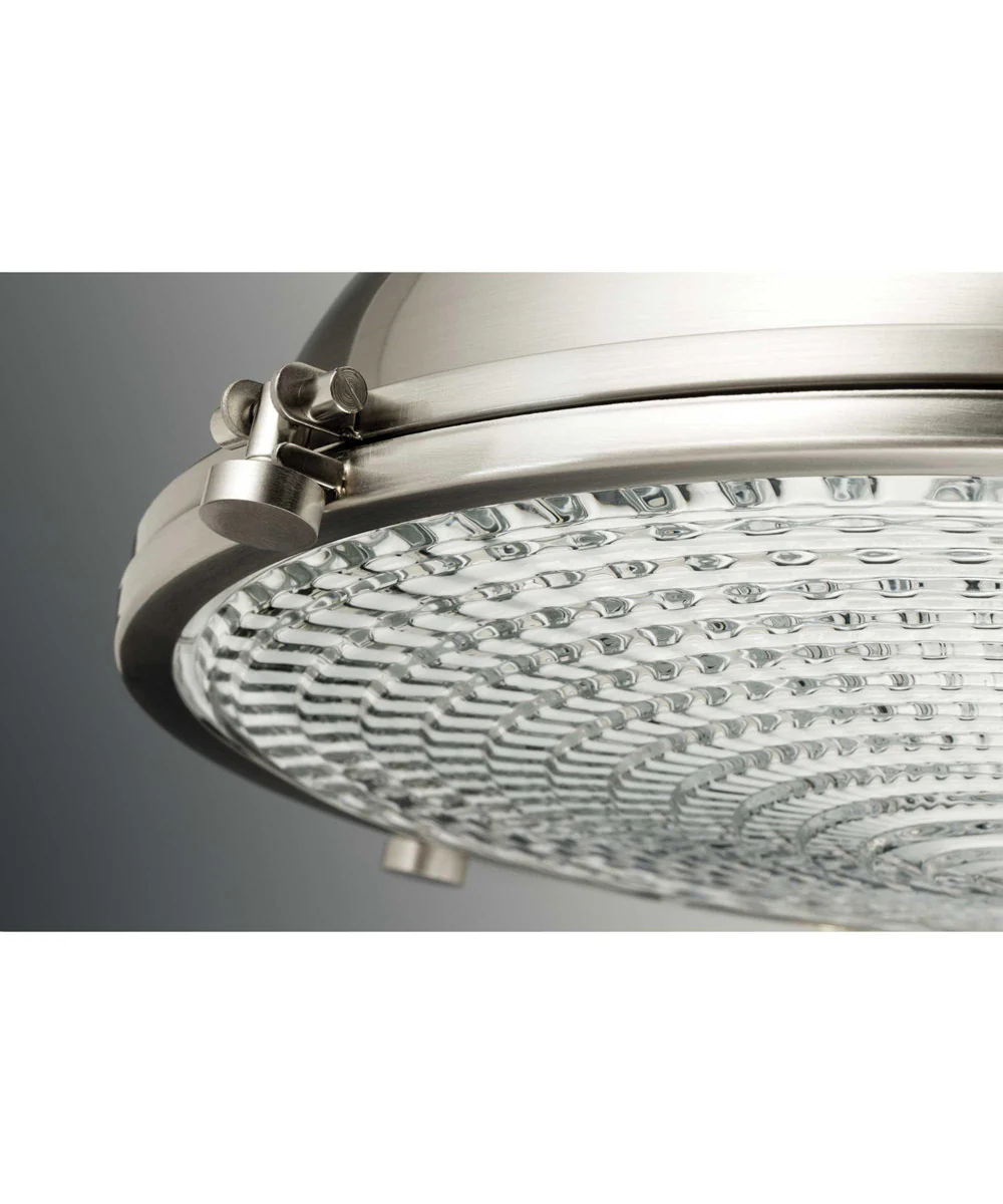 Fresnel Lens LED Clear Fresnel Glass Coastal Pendant Light Brushed Nickel - Image 7
