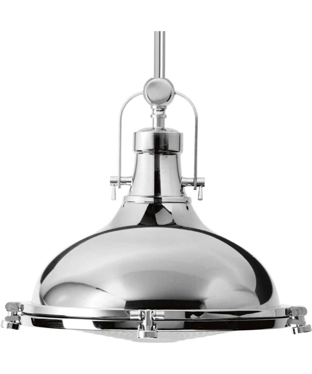 Fresnel Lens LED Clear Fresnel Glass Coastal Pendant Light Polished Chrome