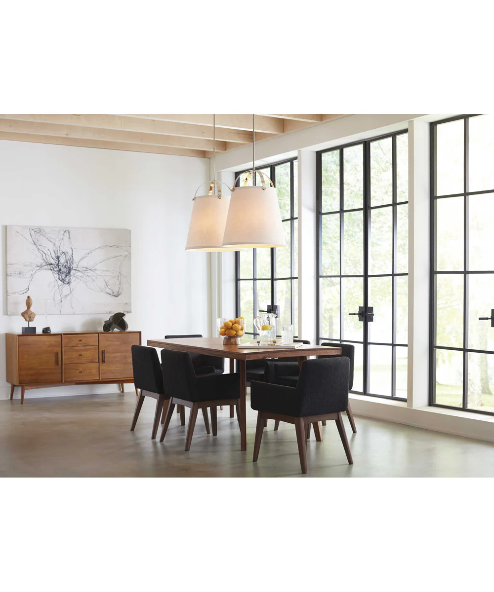 Galley 3-Light Linen Shade Coastal Pendant Light Polished Nickel - Image 4