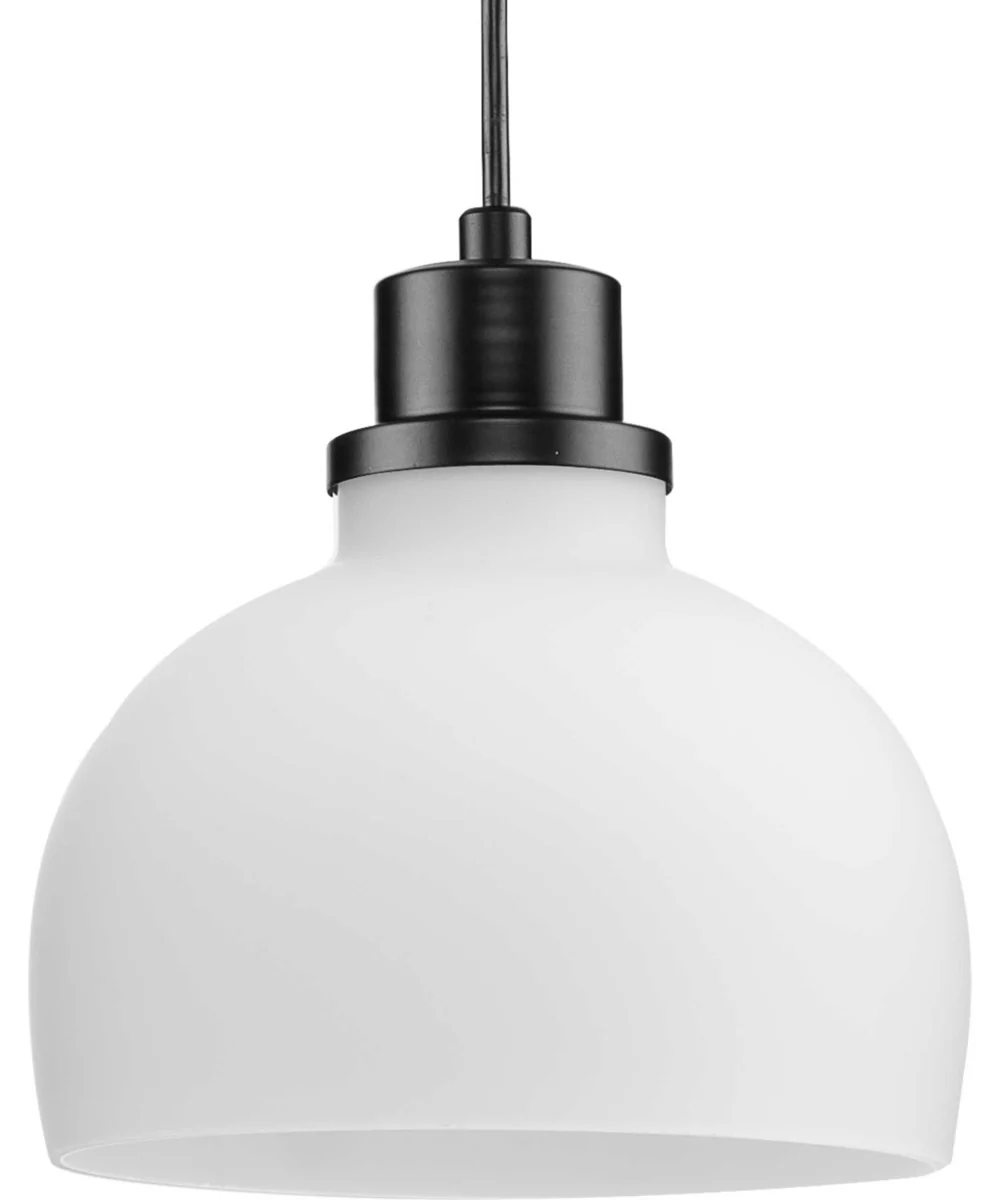 Garris 1-Light Etched Opal Glass Transitional Mini-Pendant Matte Black