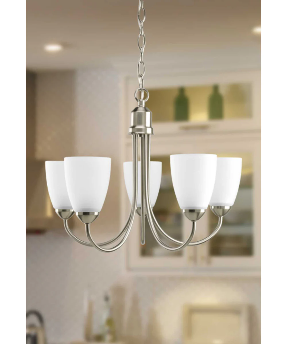 Gather 5-Light Etched Glass Traditional Chandelier Light Brushed Nickel - Image 2