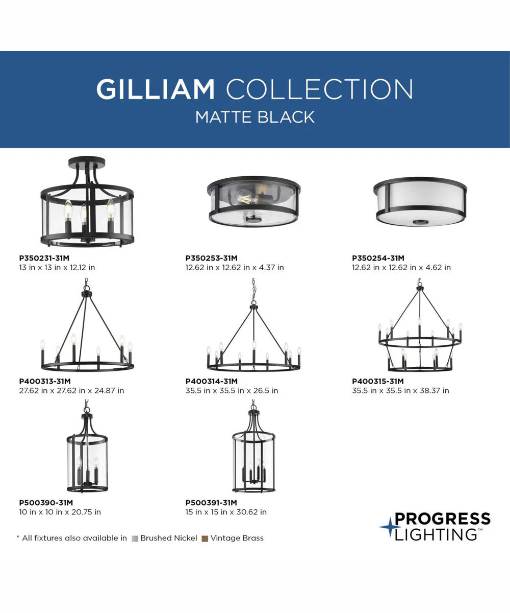 Gilliam 12--5/8 in. 2-Light New Traditional Flush Mount Matte Black - Image 7