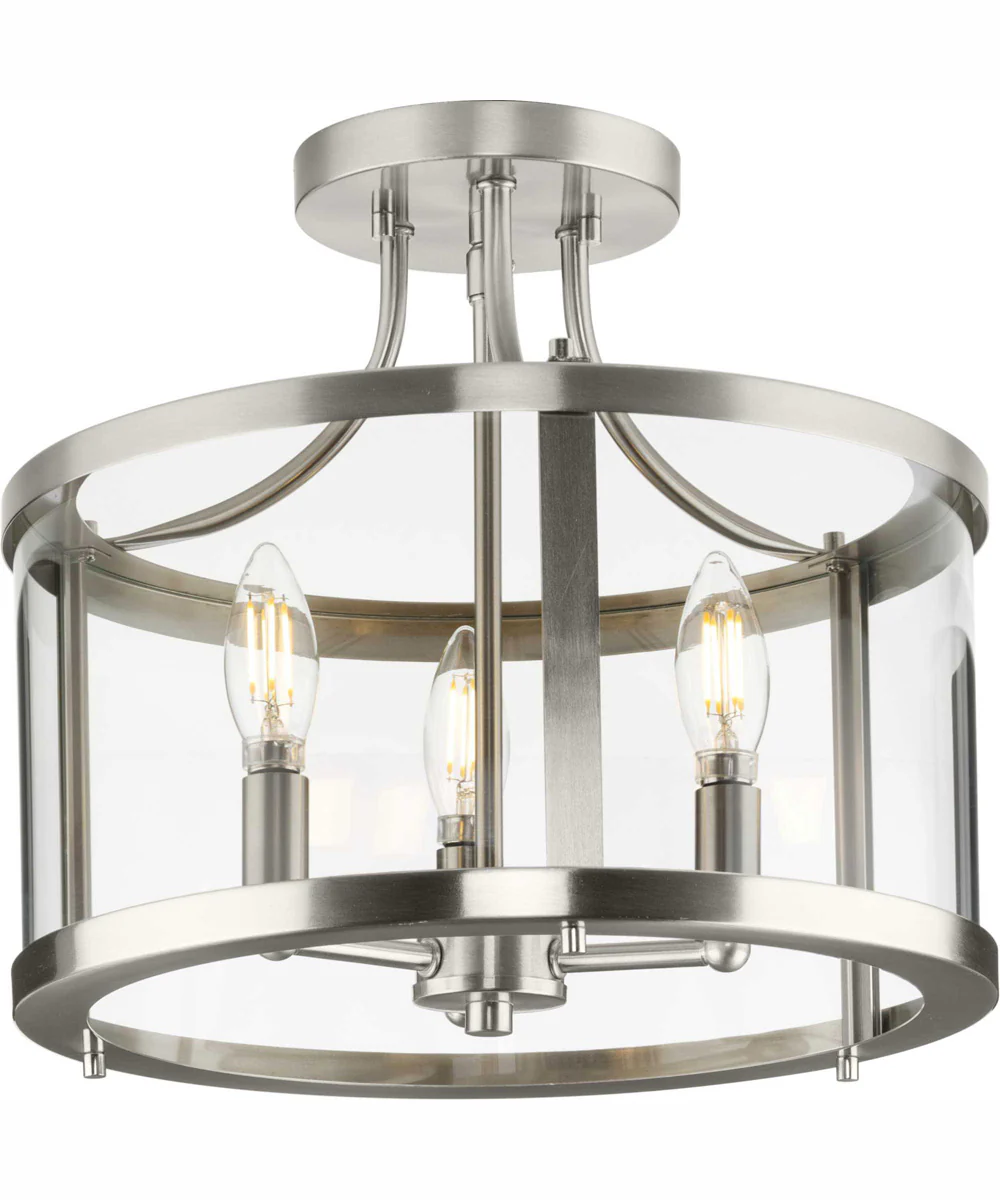 Gilliam 13 in. 3-Light New Traditional Semi-Flush Mount Brushed Nickel - Image 4