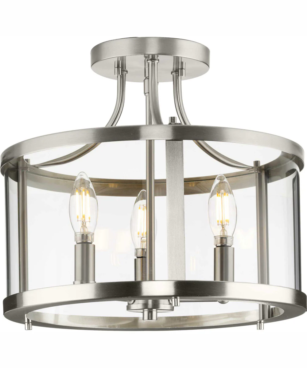 Gilliam 13 in. 3-Light New Traditional Semi-Flush Mount Brushed Nickel - Image 9