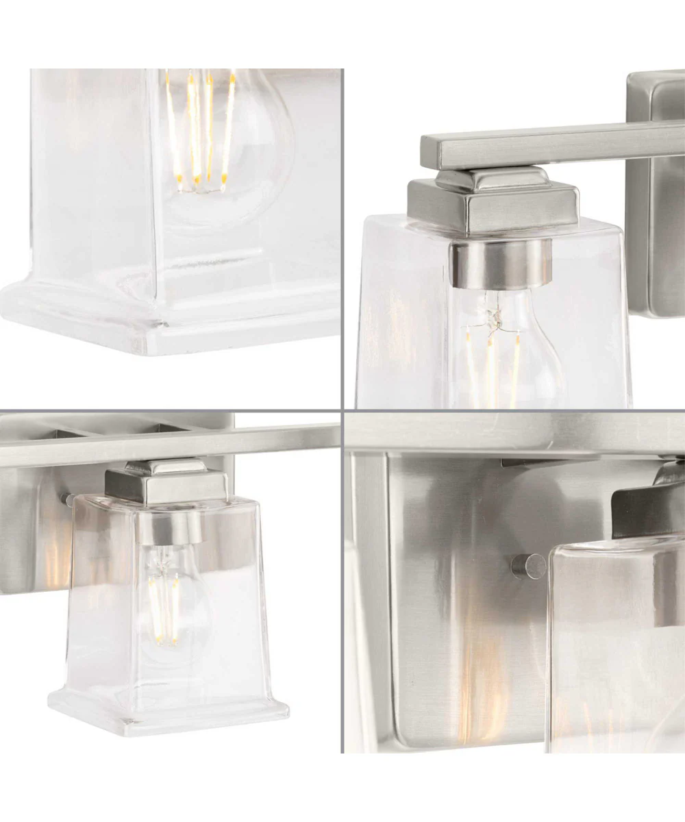 Gilmour 3-Light Modern Farmhouse Clear Glass Bath Vanity Light Brushed Nickel - Image 6