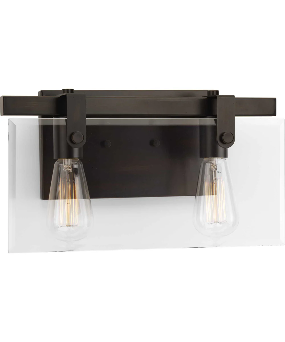 Glayse 2-Light Clear Glass Luxe Bath Vanity Light Antique Bronze