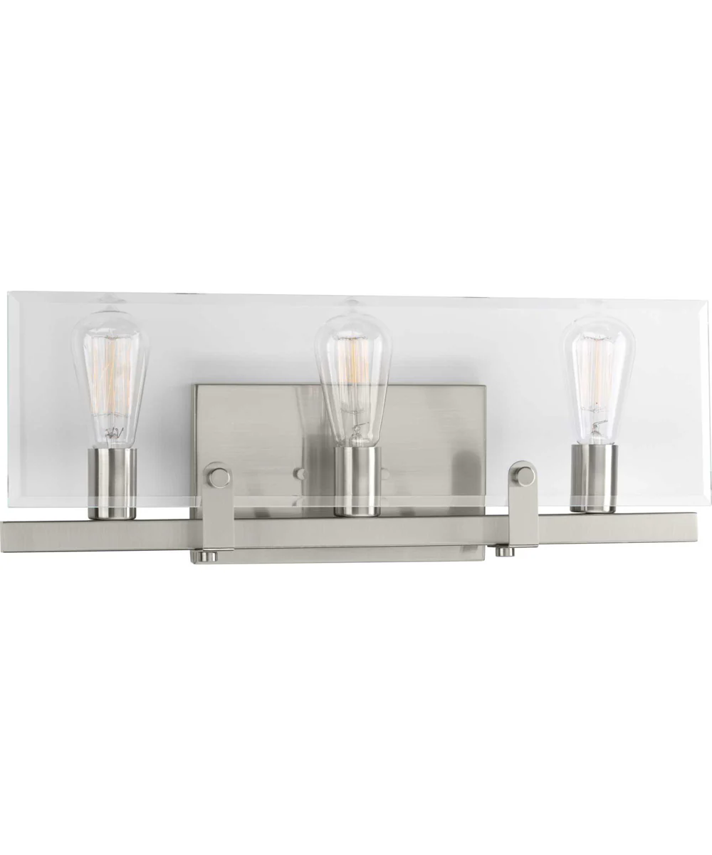 Glayse 3-Light Clear Glass Luxe Bath Vanity Light Brushed Nickel - Image 4
